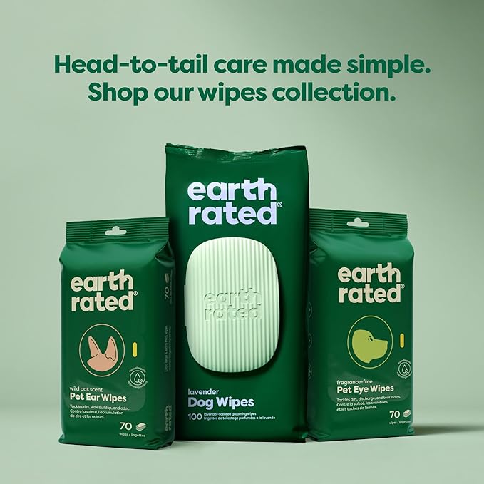 Earth Rated Pet Wipes for Dogs and Cats, Hypoallergenic, 3-in-1 Cleaning, Deodorizing and Hydrating, for Grooming Paws, Body and Butt, New White Tea and Basil Scent, 400 Count