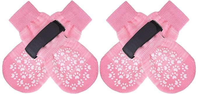 EXPAWLORER Anti Slip Dog Socks to Prevent Licking Paws, Dog Shoes for Hot Pavement, Dog Booties for Small Medium Large Senior Dogs, Traction Control Dog Boots & Paw Protectors for Hardwood Floors