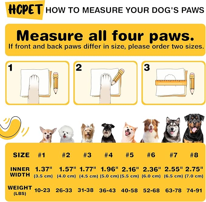 Hcpet Dog Shoes for Large Dogs, Breathable Dog Booties for Small Medium Dogs, Anti-Slip Dog Boots & Paw Protectors for Hot Pavement Winter Snow Hiking with Reflective Straps Orange Size 1