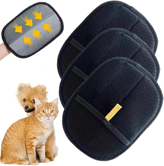 2 PCS Pet Hair Removal Glove for Cats & Dogs, Electrostatic Grooming Gloves for Pet Hair, Reusable Double Sided Static Hair Remover for Couch, Furniture, Carpet & Car Seat