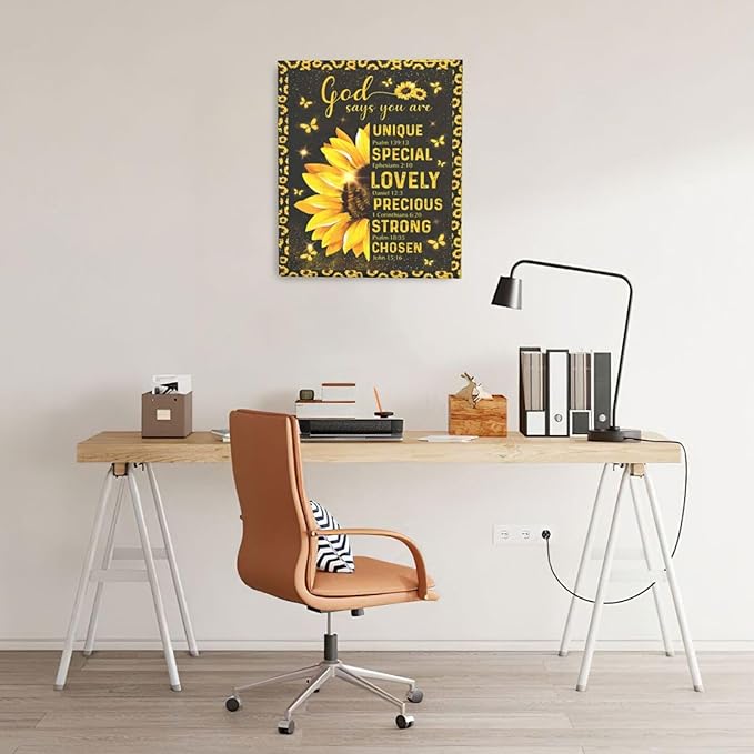 Christian Sunflower Bathroom Pictures Wall Art, Bible Verse Bathroom Wall Decor for Bedroom Office Wall Decorations for Bathroom Living Room Painting Artwork Modern Poster Prints 24"L x 20"W