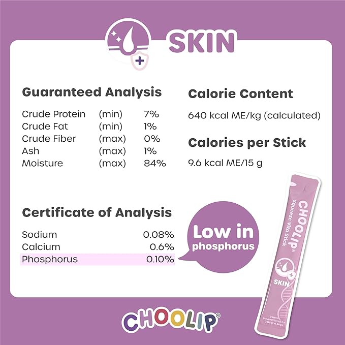 Squeeze Vita Stick Lickable Treats for Dogs & Cats. 7 Skin & Coat Support Sticks with Essential multivitamins. Soft and Tasty Paste for All Life Stages, Supporting Skin Health