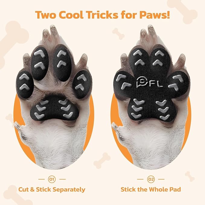 Anti-Slip Dog Paw Protector Pads for Senior Dogs, Dog Paw Pink Stickers with Strong Traction on Hardwood Floor, Dog Essentials,12sets(48pcs) S(4-10lbs)