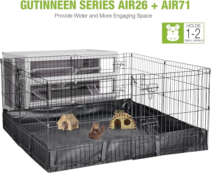 GUTINNEEN Guinea Pig Cages - Metal Iron Frame, Hamster Cage with Chew-Proof Aluminum Edges, Movable Small Animal Hideout with Leak-Proof Tray, White