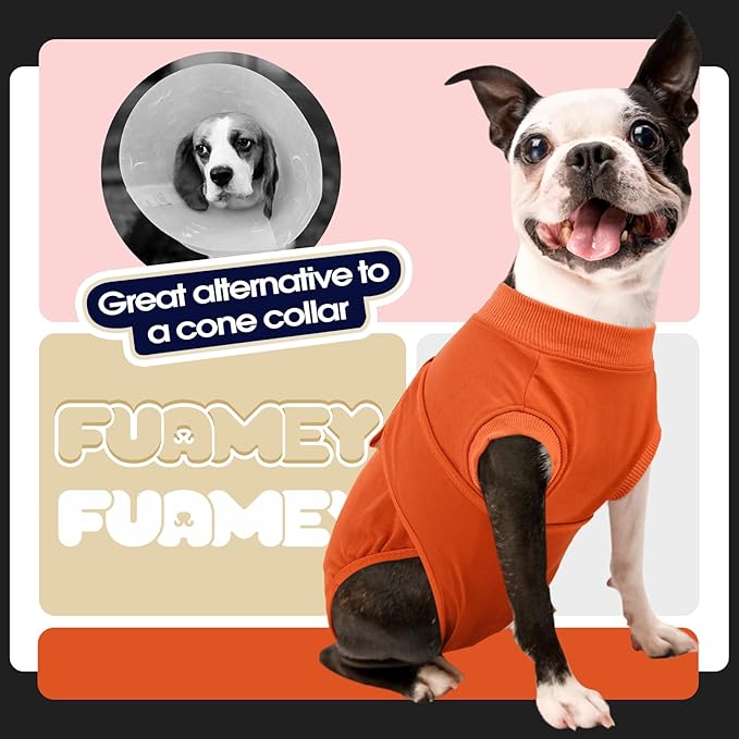 FUAMEY Dog Recovery Suit Male,Dogs Surgery Neuter Suits Puppy Spay Shirts for Female Protect Dog's Skin Anti Licking Abdominal Wounds Doggie Onesie Pet Bodysuit Alternative to Cone Orange XXL
