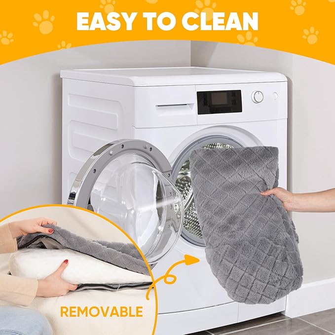 Calming Dog Couch Bed for Large Dogs, Durable Fluffy Fuzzy Dog Mat, Sofa Dog Bed Mats with Removable Washable Cover, Perfect for Small, Medium Dogs and Cats