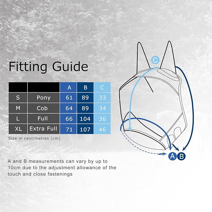 Harrison Howard Pro Luminous Horse Fly Mask Large Eye Space Standard with Ears UV Protection for Horse Signature Blue Medium Cob
