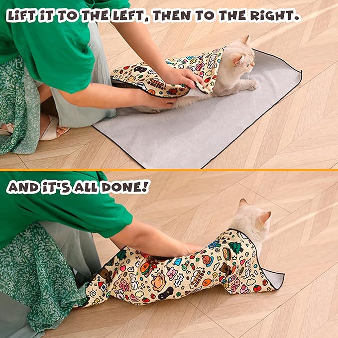 Cat Grooming Wrap, Self-Adherent Soft Cat Blanket to Wrap, Nail Clipping, Anti-Bite, Anti-Scratch, Anti-Escape Calming Wrap (Space, 10-13 lbs)