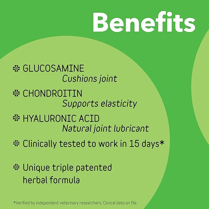 Hip and Joint Supplement for Large Dogs 70 Pounds and Up with Glucosamine Chondroitin, and Hyaluronic Acid – Formulated for Large Breeds – Clinically Proven Hip and Joint Support
