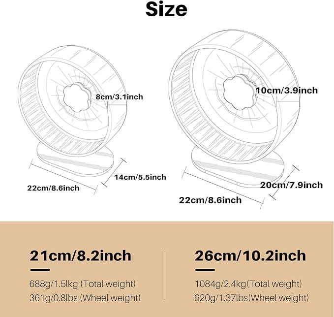 Bucatstate Super Silent Hamster Wheel Hamster Accessories Hamster Running Toys Small Animals Exercise Wheels Transparent 10.2 Inches