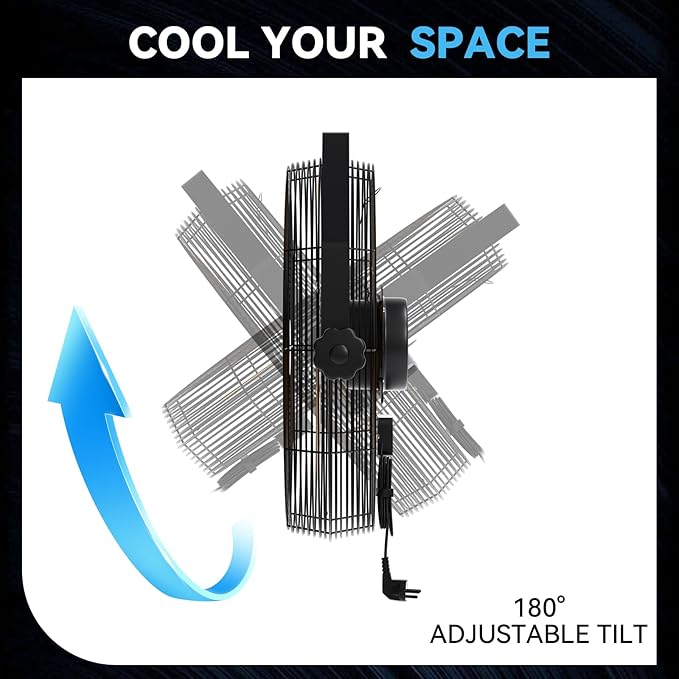 2PCS 4580 CFM 18 inch High Velocity Wall Mounted Fan, 3-Speed Metal Fan with Sealed Motor, 360 Degree Tliting Heavy Duty Wall Fan for Patio, Barn, Garage, and Gazebo - UL listed