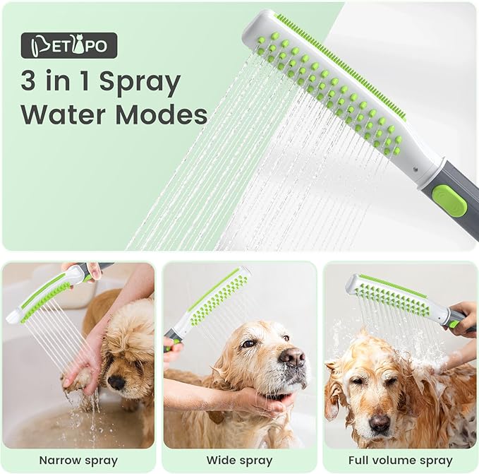 Dog Shower Attachment, Pet Shower Head for Fast and Easy Bathing and Cleaning, Dog Shower Wand With Metal T-Diverter, 8-Foot Hose T-Diverter Adapter For Indoor and Outdoor