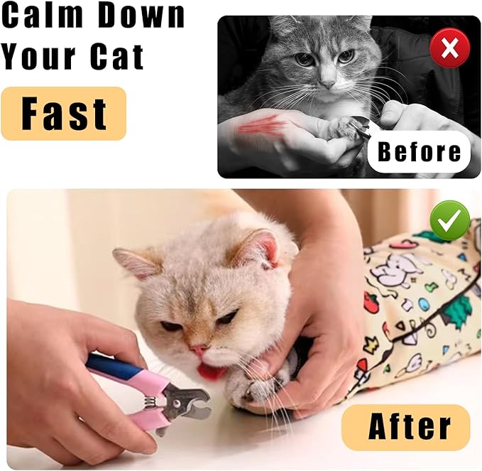 21.7" Cat Grooming Wrap,Self-Adherent Cat Wrap for Cutting Nails,Anti-Escape Pet Swaddle for Medicine,Teeth Brushing,Ear Cleaning(Within 6lbs)