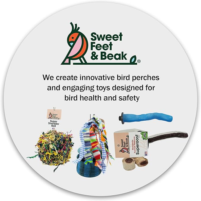 Sweet Feet & Beak Safety Pumice Bird Perch, Medium 1-1/4" X 12", Purple- Lightweight Grinding Bird Perches for Cage - Bird Nail Trimming Perch for Healthy Beak & Feet - Multi-Size & Color Parrot Stand