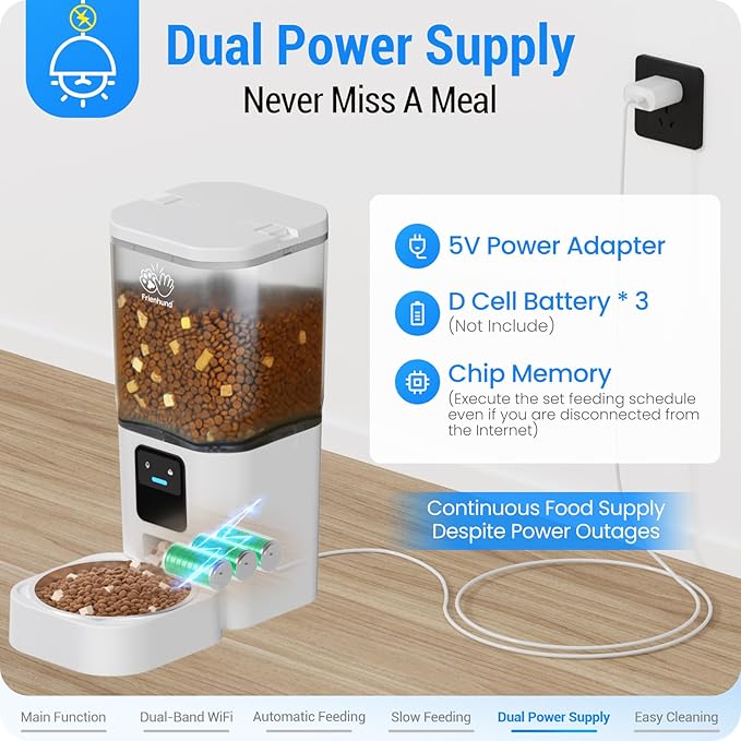 Automatic Cat Feeder with Slow Feed: 5G WiFi Automatic Dog Feeder with APP Control, 7L Auto Cat Food Dispenser with Alexa for Multiple Pets, Detachable for Easy Cleaning - 29 Cup