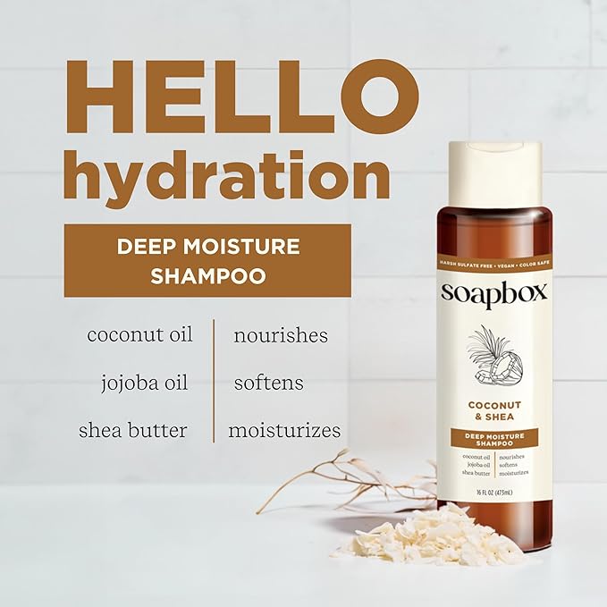 Soapbox Shampoo and Conditioner Set with Coconut Oil, Jojoba Oil, Aloe and Shea Butter to Moisturize and Nourish for All Hair Types, 1 Liter Each (Pack of 2)