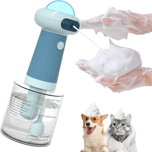 Electric Dog Shampoo Dispenser,IPX7 Cat Shampoo Sprayer,Pet Bath Supplies Automatic Foaming Shampoo Dispenser for Dog Deep Cleaing,Kitchen Sink，Bathroom Blue