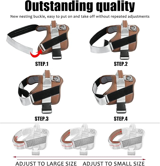 Bolux Dog Harness, No-Pull Reflective Dog Vest, Breathable Adjustable Pet Harness with Handle for Outdoor Walking - No More Pulling, Tugging or Choking