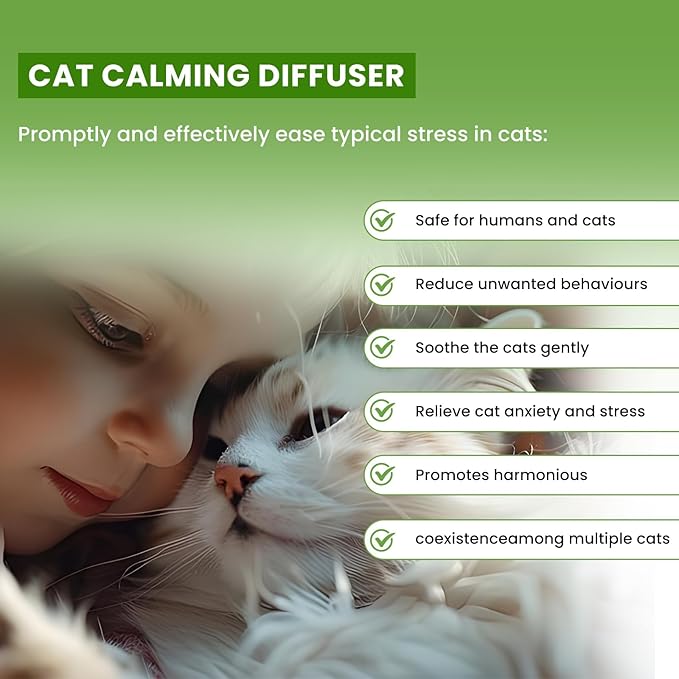 Calming Diffuser Kit for Cat, Cat Pheromone Calming Diffuser Starter Helps Ruduce Anxious, Anti-Stress & Comforts Cats (2 Diffuser + 6 Refills)
