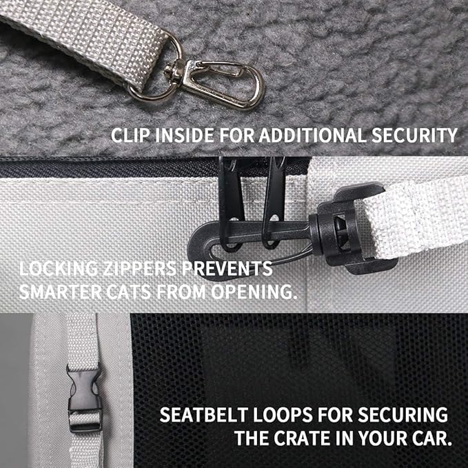 Extra Large Cat Carrier Soft Sided, Portable Small Dog Carrier for 2 Cats, 24"x16.5"x16" Car Travel Folding Comfortable Design, Khaki