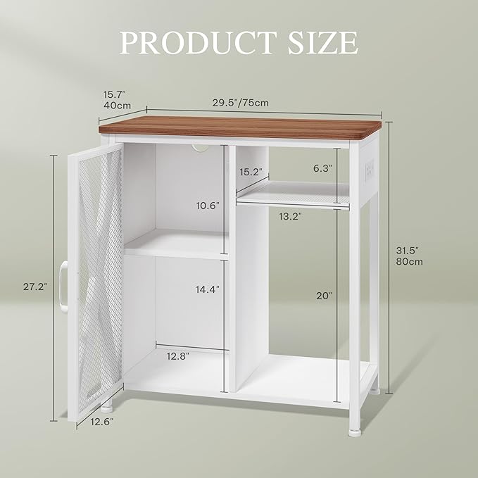 YITAHOME Fish Tank Stand with Power Outlets & LED Light, 20-29 Gallon Metal Aquarium Stand with Cabinet for Fish Tank Accessories Storage for Turtle, Reptile Terrarium, 350LBS Capacity, White