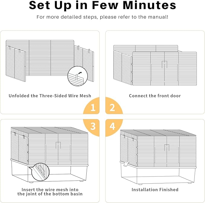 BUCATSTATE Hamster Cage 3-Level with Accessories, Includes Free Exercise Wheel, Water Bottle, Food Bowl & Hamster Hideout, Large Hamster Cage for Dwarf Hamster, Mice, Degus (24.4" L*13.7 "W*16.9" H)