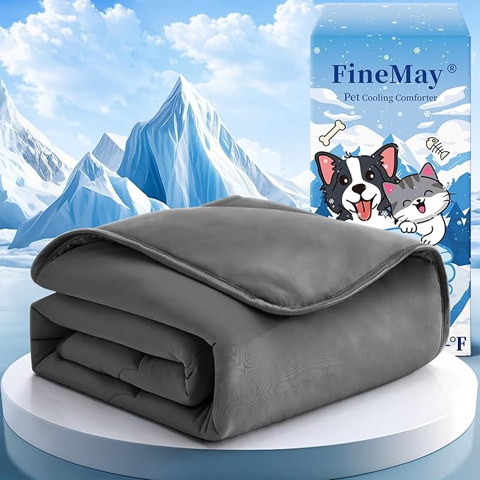 Cooling Blanket for Dogs, Lightweight & Durable Dog Cooling Mat, Q-MAX>0.45 Soft Breathable Pets Comforter for Couch, Bed & Car Essential - Dark Grey 40x50 Inches