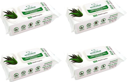 Best Pet Supplies Pet Wipes for Dogs - Dog Wipes Cleaning Deodorizing, for Coats, Ears, Paws - Hydrating, Aloe Vera, 400 Count.