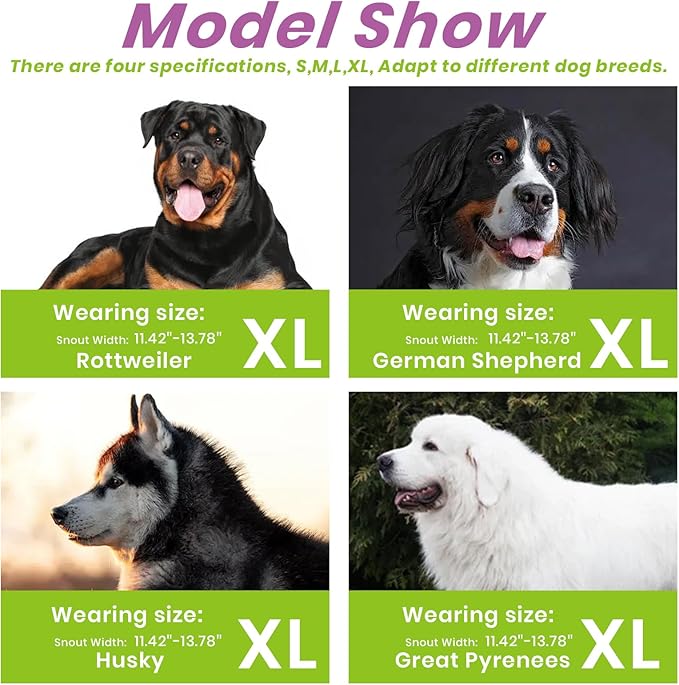 Glow-in-The-Dark Dog Muzzle, Basket Muzzle for Small Medium Large Dogs,Anti-Biting Chewing, Lightweight Cage Design,Allows Drinking & Panting,for Grooming & Training(Transparent Size XL)