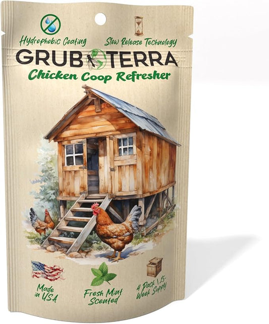 GrubTerra Coop Refresher Odor Freshener for Chicken Pen, Suitable for Chicken Waterer and Chicken Feeder, Smell Control Solution for Clean and Fresh Chicken Living Environment