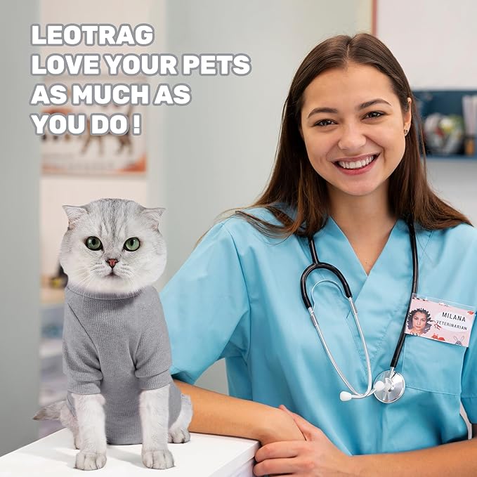 Breathable Cat Recovery Suit for Female/Male, Anti-Licking Kitten Onesie - Cat Surgery Pajamas with Sleeve After Spay, Prevent Shedding, Abdominal Wounds, Skin Diseases or E-Collar Alternative