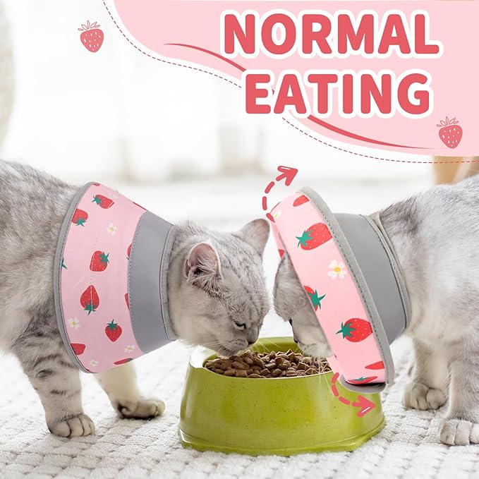 Cat Cone Collar Soft, Comfortable Cat Recovery Collar Pet Cone for Small Large Cats, Lightweight Elizabethan Collar for Cats Kittens After Surgery Prevent from Licking Wounds, Pink, L