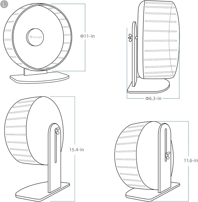 Niteangel Super-Silent Hamster Exercise Wheels: - Quiet Spinner Hamster Running Wheels with Adjustable Stand for Hamsters Gerbils Mice Or Other Small Animals (L, Mint Green)
