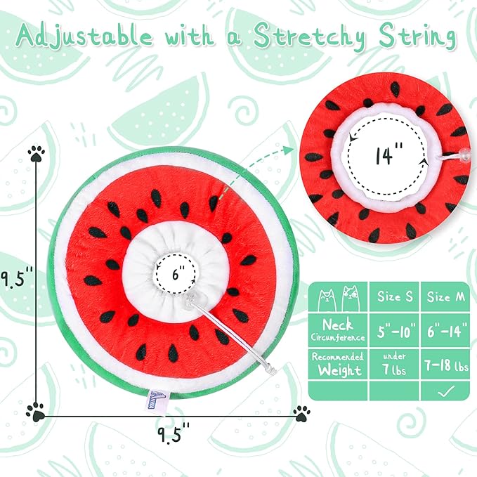 ANWA Adjustable Cat Cone Collar Soft, Cute Cat Donut Collar After Surgery, Kitten Recovery Cones to Stop Licking