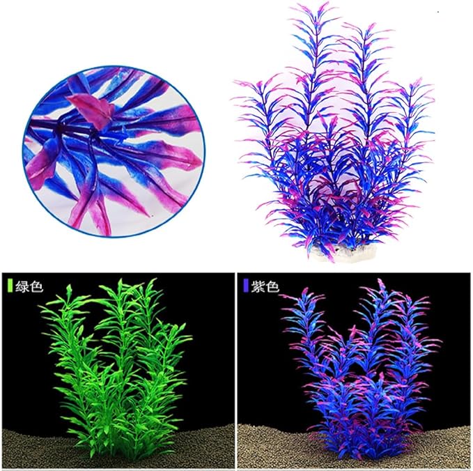 DSkoiph 2 pcs Aquarium Decor Plastic Plants Extra Large 21 Inches Artificial Fish Tank Plants Tall Fish Tank Decorations Artificial Green Water Plants (Purple)