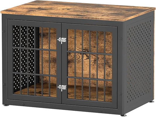38" Heavy Duty Dog Crate Furniture for Large and Medium Dogs,Wooden Metal Kennel for High Anxiety Dogs, Chew Proof Pet Cage Indoor, Decorative Dog Kennel End Table
