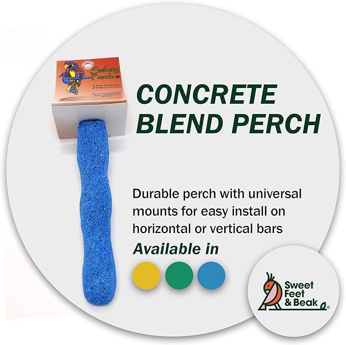 Comfort Grip Safety Perch for Bird Cages - Pedicure Perch for Birds to Keep Nails and Beaks in Top Condition - Safe Easy to Install Bird Cage Accessories - Small 6.5"