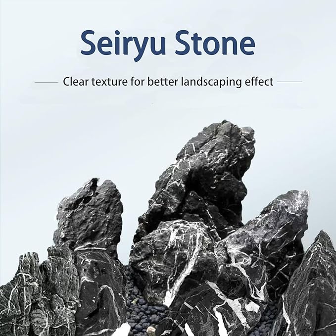 Natural Rocks Seiryu Stones Aquariums Stones for Aquascaping, Aquariums, Terrariums, Vivariums Decorative Stone,Reptile Enclosures,Paludariums,and Gardens-10LB（2 to 7 inch）