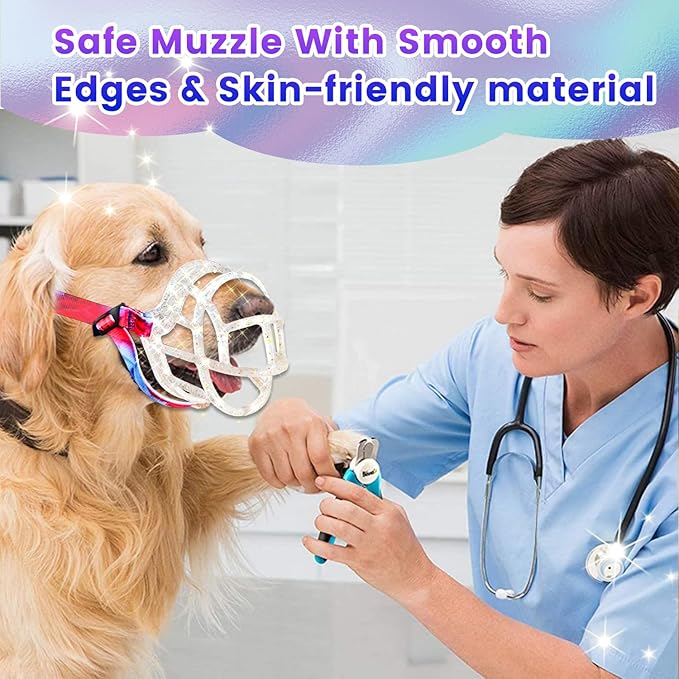 Basket Muzzle Allows Panting Drinking, Anti Biting Chewing, Suitable for Grooming Trimming Training, Transparent, Size 2