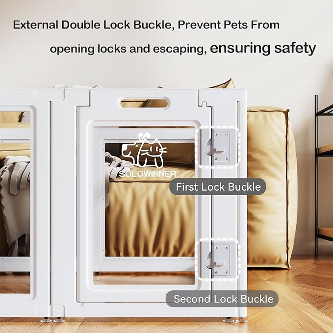 Clear Acrylic Dog Playpen Transparent Dog Playpen Indoor, Easy Assemble Clear Pet Pen for Puppy Bunny Cat Pig, Sturdy & Easy Cleaning Plastic Dog Puppy Fence (30" H, 10PCS)