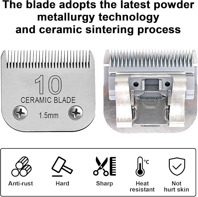 Detachable Pet Dog Clipper Blades, Compatible with Size-10 (1.5mm), Most Oster A5, KM Series Clippers,Made of Stainless Steel Blade 1Pack