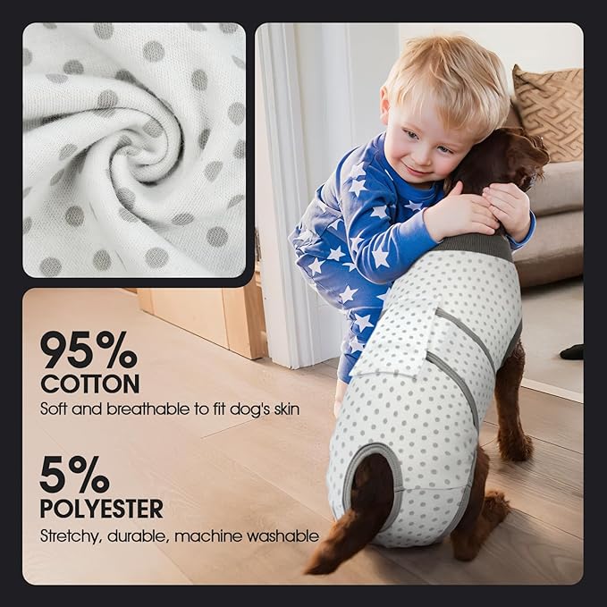 FUAMEY Dog Recovery Suit Male,Dogs Surgery Neuter Suits Puppy Spay Shirts for Female Protect Dog's Skin Anti Licking Abdominal Wounds Doggie Onesie Pet Bodysuit Alternative to Cone Polka Dot XL