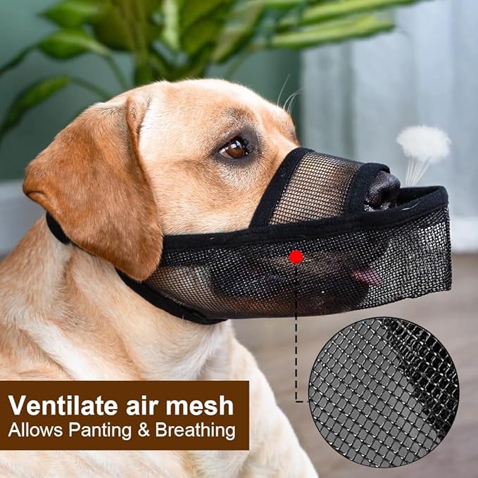 Crazy Felix Nylon Dog Muzzle for Small Medium Large Dogs Dachshund Beagle Poodle Labrador, Air Mesh Breathable and Drinkable Pet Mouth Guard for Anti-Biting Chewing Scavenging(XXXS, Black)
