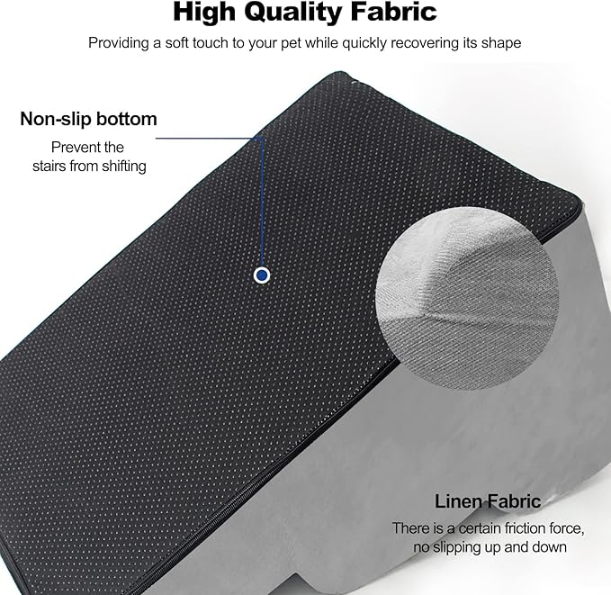 Dog Stairs, 4-Step Non-Slip Pet Ramp, High Resilience Sponge, Pink