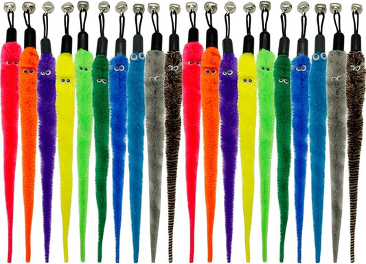 Cat Worm Toy Refills, 20 Pieces Cat Wand Attachments Worms Toy for Indoor Cats (A)