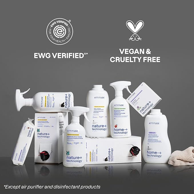 ATTITUDE All Purpose Cleaner Spray, EWG Verified, Vegan, Made with 94% Plant-Based Ingredients, Streak-Free for Kitchen, Bathroom, Glass & More, Citrus Zest Scent, 27.1 Fl Oz