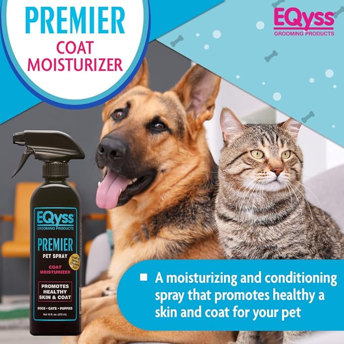 EQyss Premier Pet Spray - Moisturizes & Conditions for Healthy Skin & Coat, Non- greasy, Repels Dust & Dirt - Great for Dogs, Cats, Puppies (16 oz)