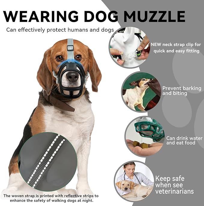 Dog Muzzle, Basket Muzzle for Small Medium Large Dogs, Anti-Biting and Chewing, Lightweight & Sturdy Cage Design, Allows Panting & Drinking, Ideal for Grooming & Training(Black Size S)