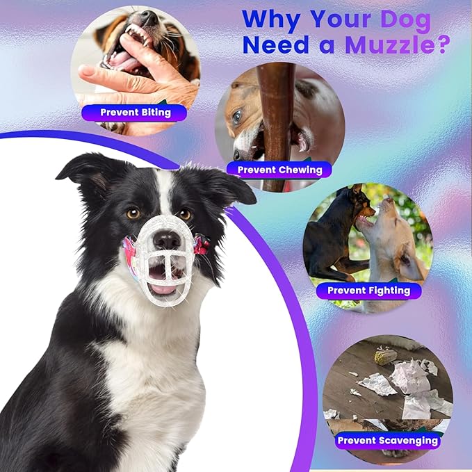 Basket Muzzle - Anti Biting Chewing, Sturdy Lightweight Allows Panting Drinking, Suitable for Grooming Trimming Training - Transparent, Size 5