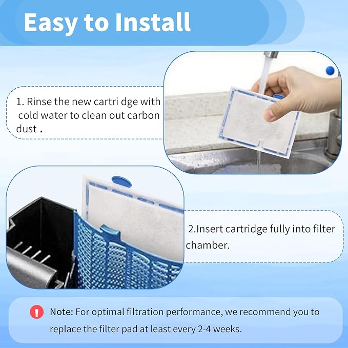 8 Packs Small Aquarium Filter Cartridges Replacement Filter Pad Compatible with QuietFlow E Internal Power Filter 10 and 1/2.5/5 Gallon Minibow Aquarium Filters